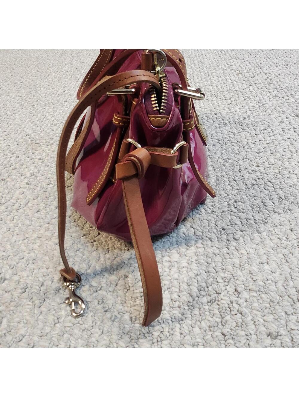 Dooney & Bourke Maroon Patent Leather Crossbody Bag - Picture 6 of 11